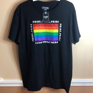 Leisure Lounge Pride Flag Black T-shirt Large